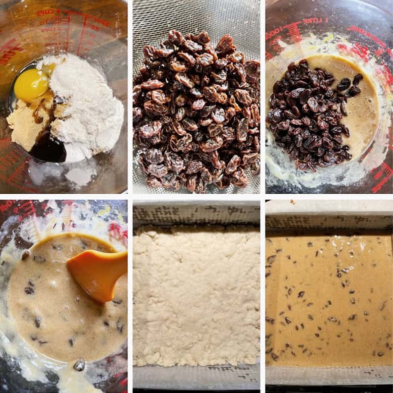 photo collage of steps to make butter tart squares 2