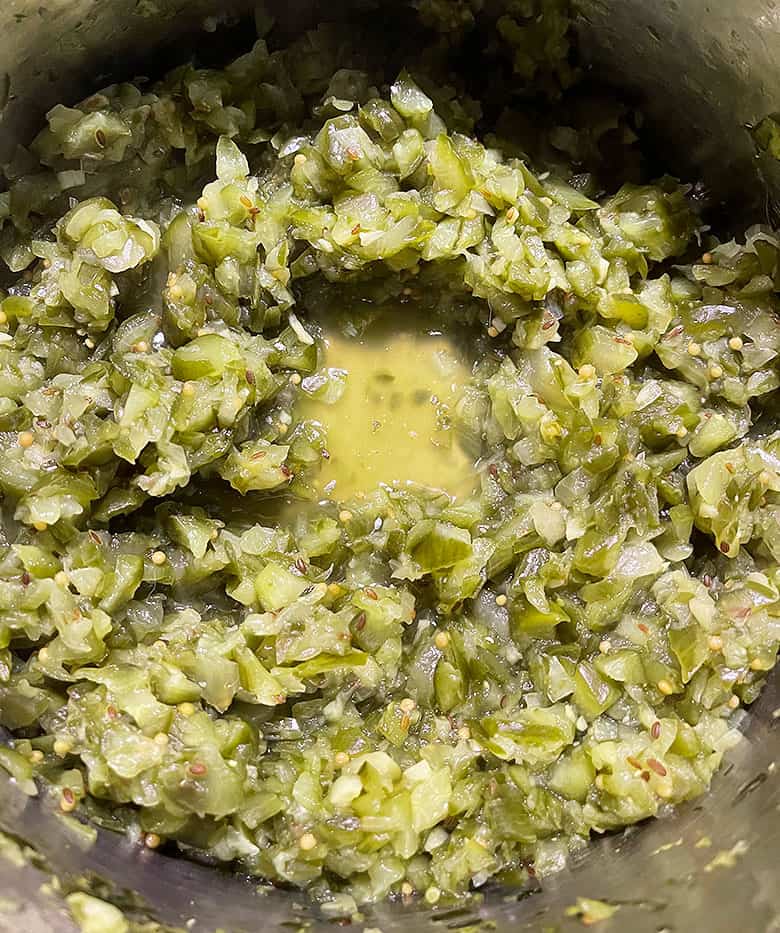 dill pickle relish in pot when finished cooking