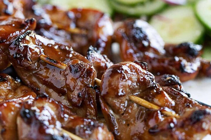 yakatori chicken with cucumber salad