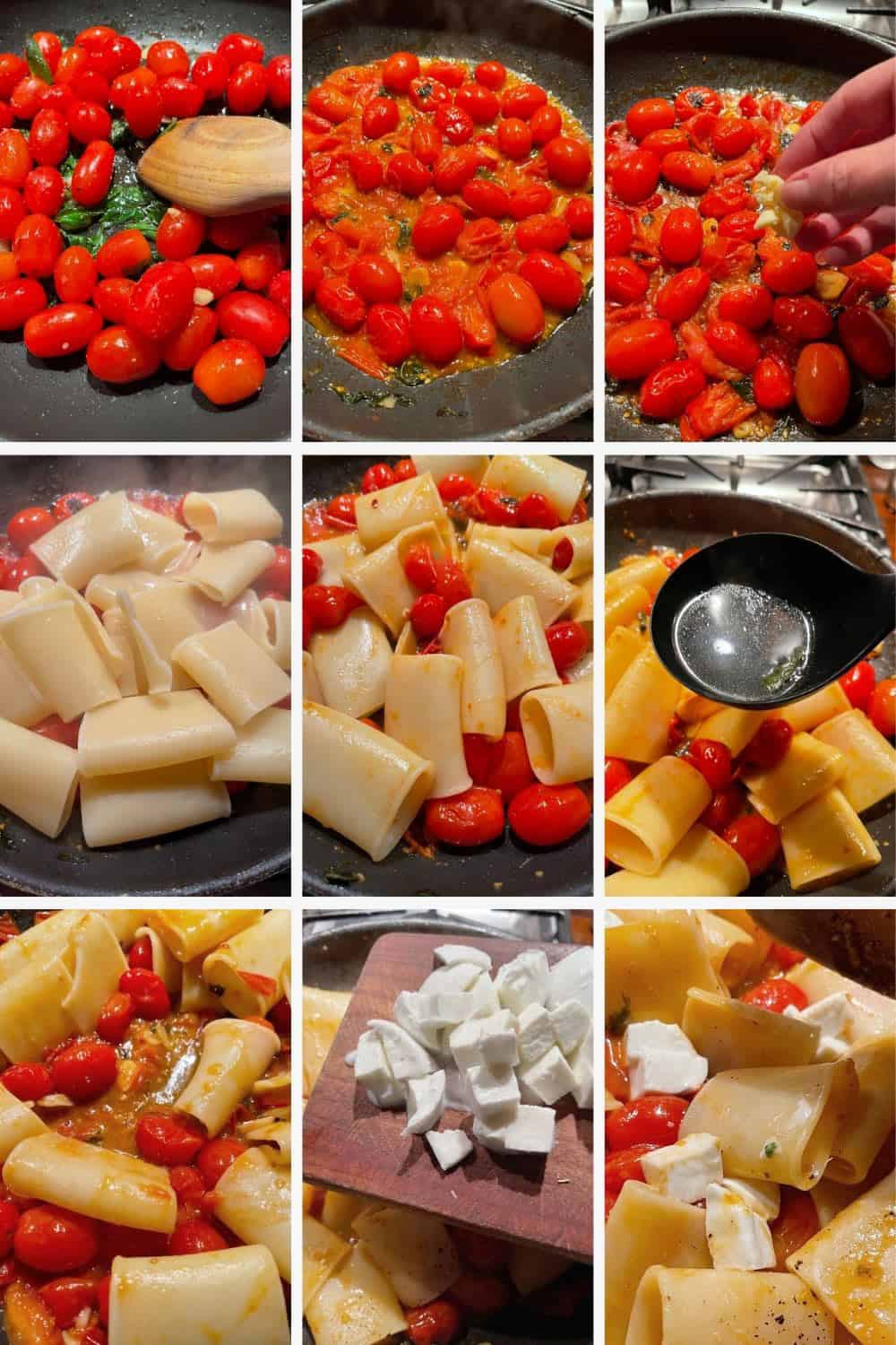 photo collage of steps to make pasta alla sorrentina 2