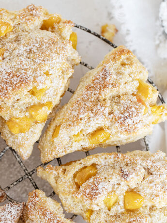 peach scones on cooling rack