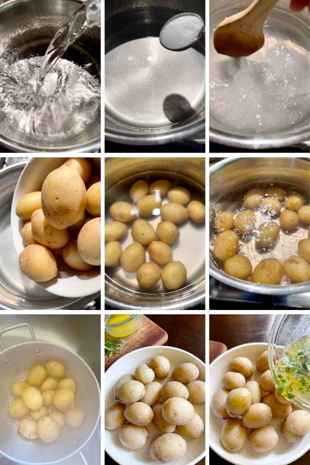 photo collage of steps to make salt potatoes