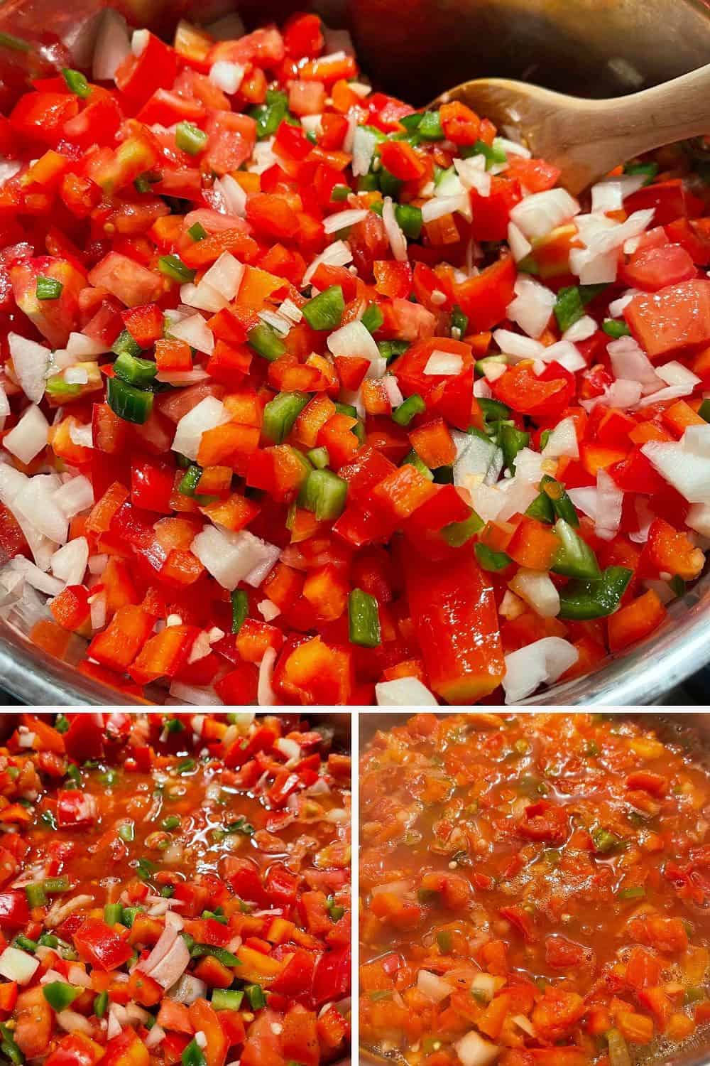 photo collage of steps to make homemade salsa 1