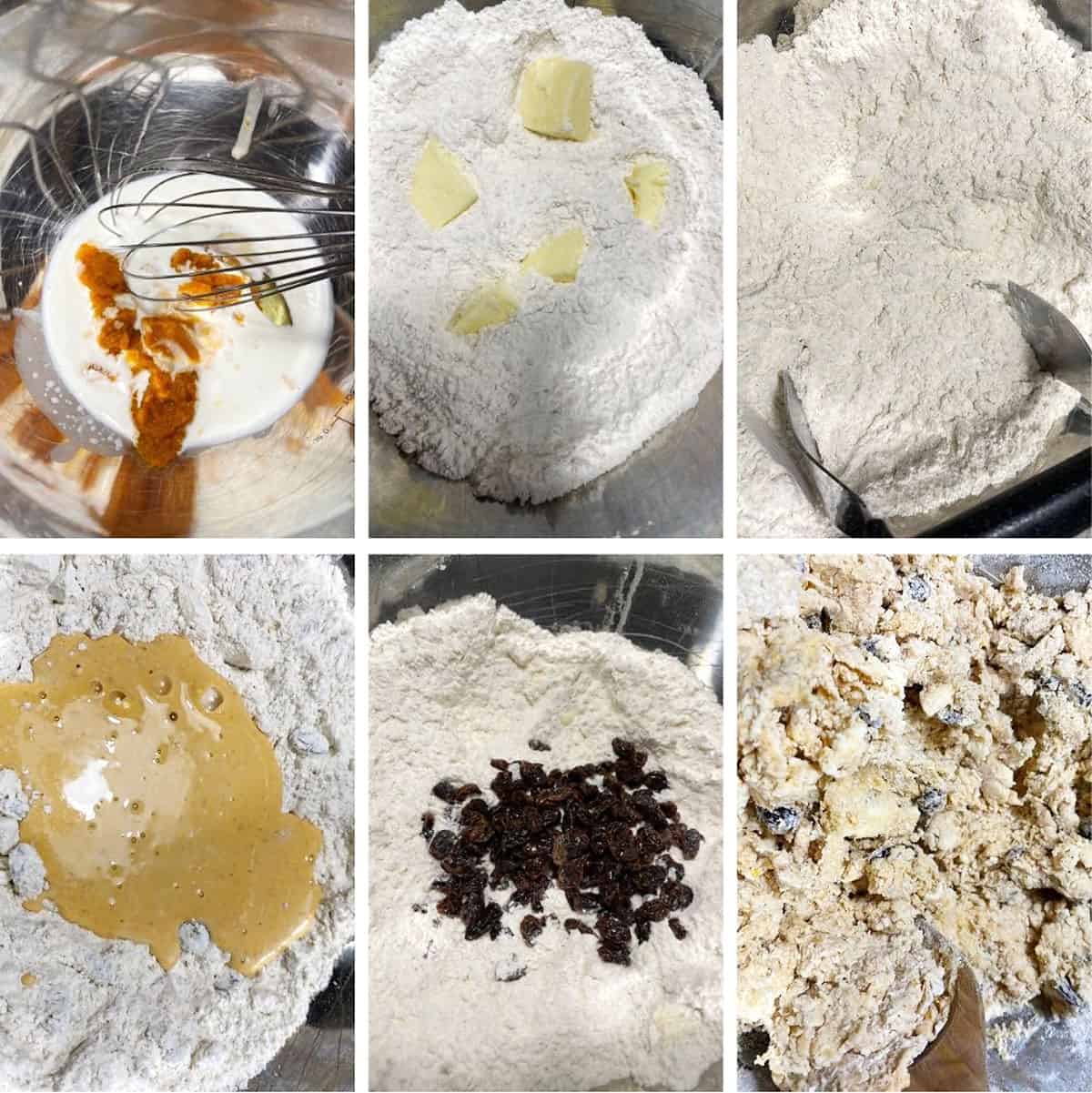 photo collage of steps to make pumpkin scones 1