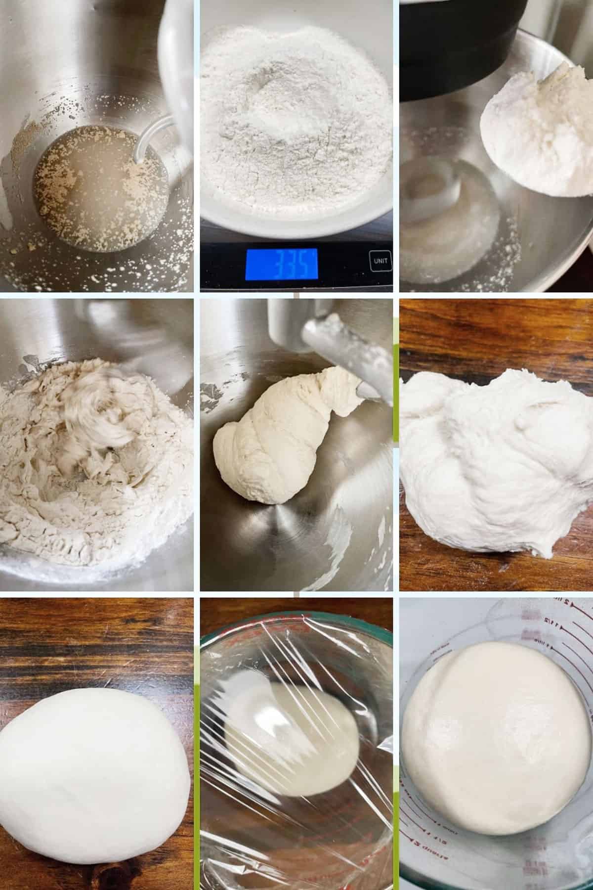 photo collage of steps to make bagel bread 2