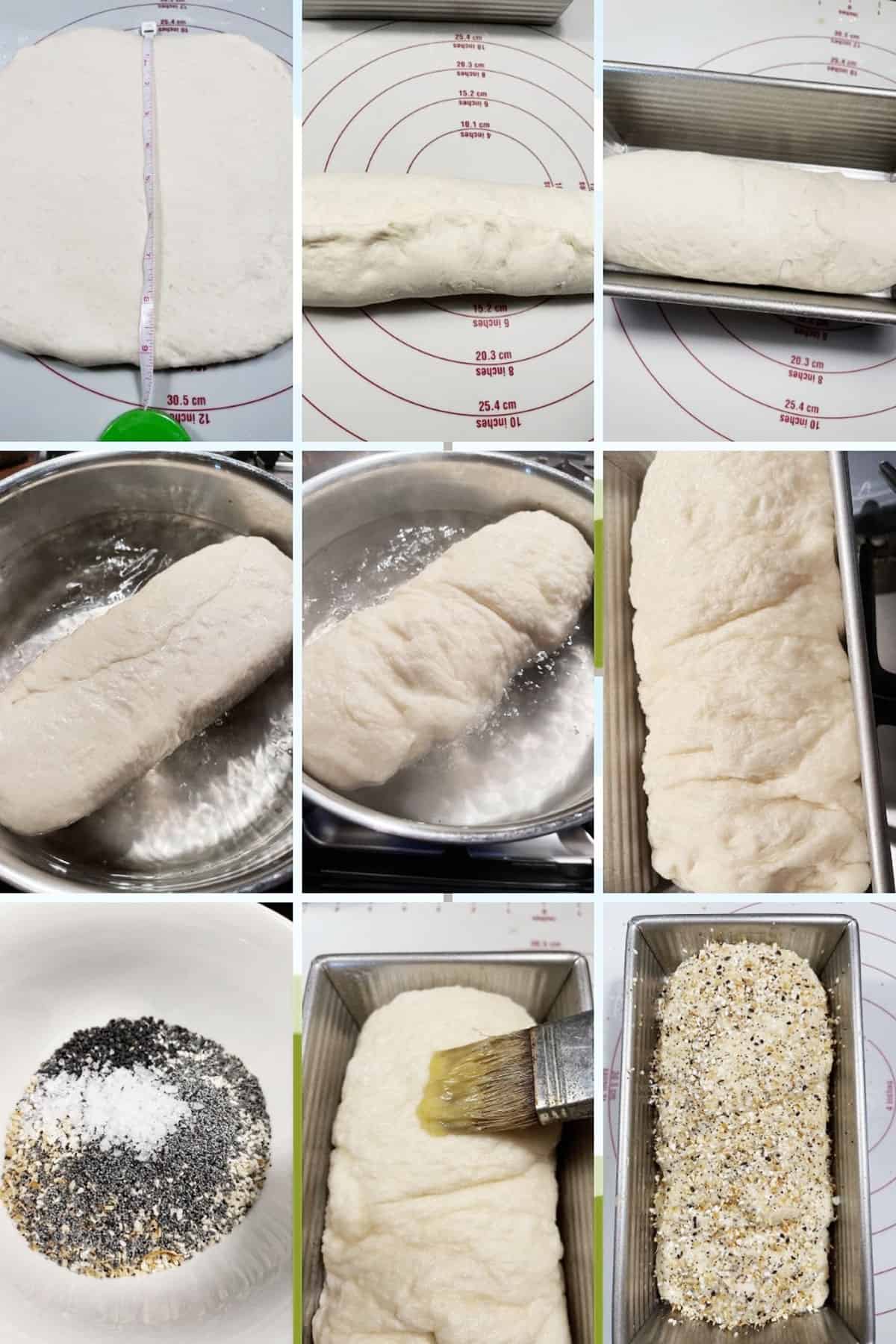 photo collage of steps to make bagel bread 2