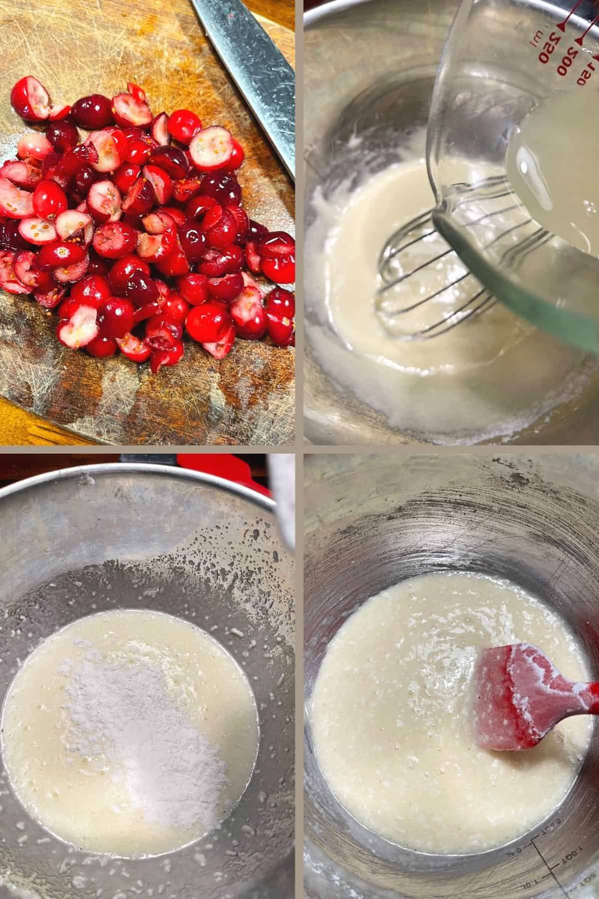 photo collage of steps to make cranberry lemon squares 2