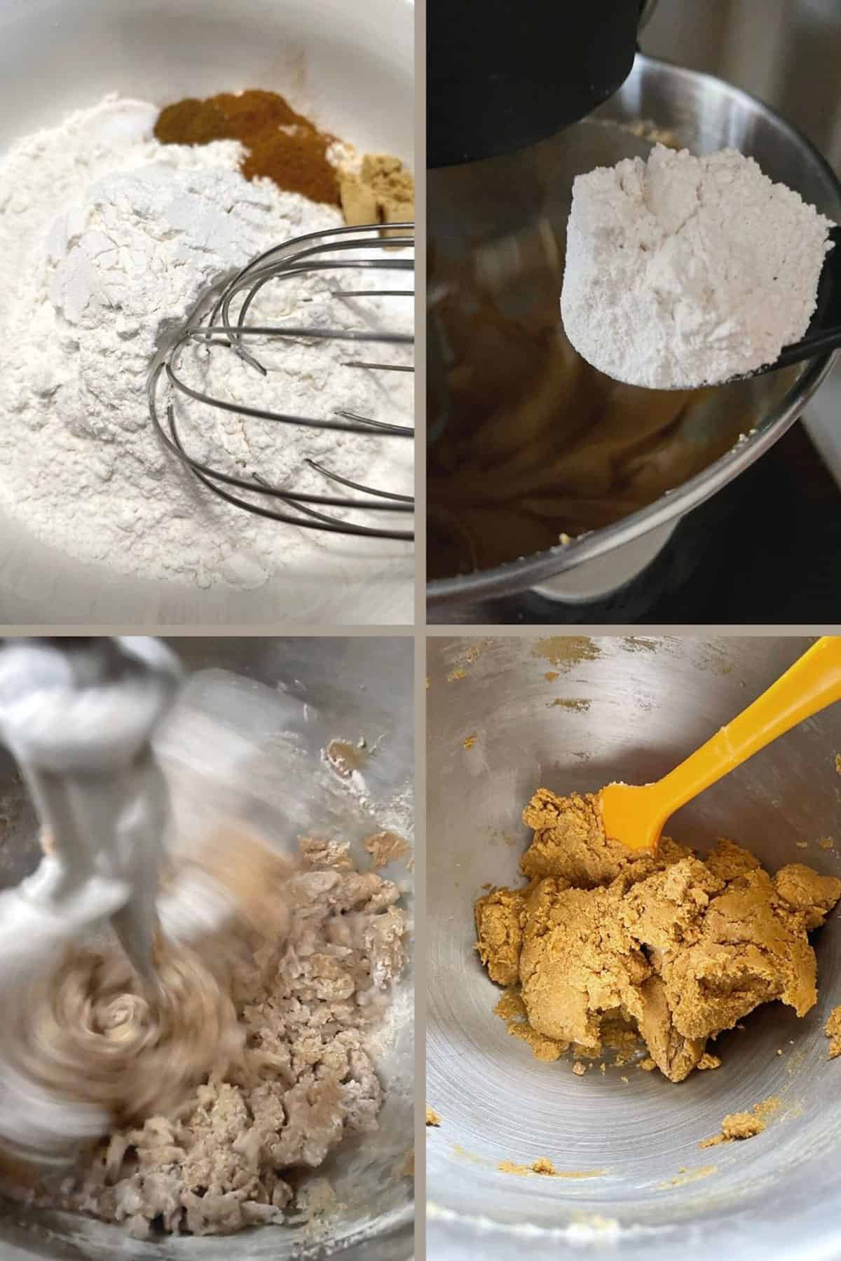 photo collage of steps to make old-fashioned molasses cookies 2