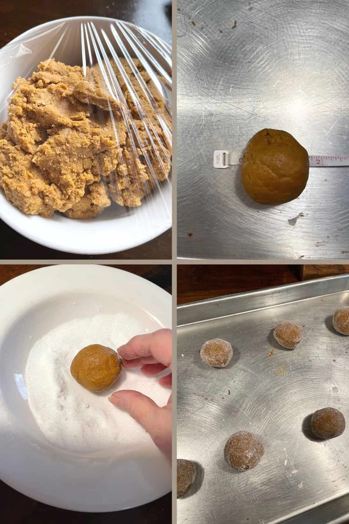 photo collage of steps to make old-fashioned molasses cookies 3