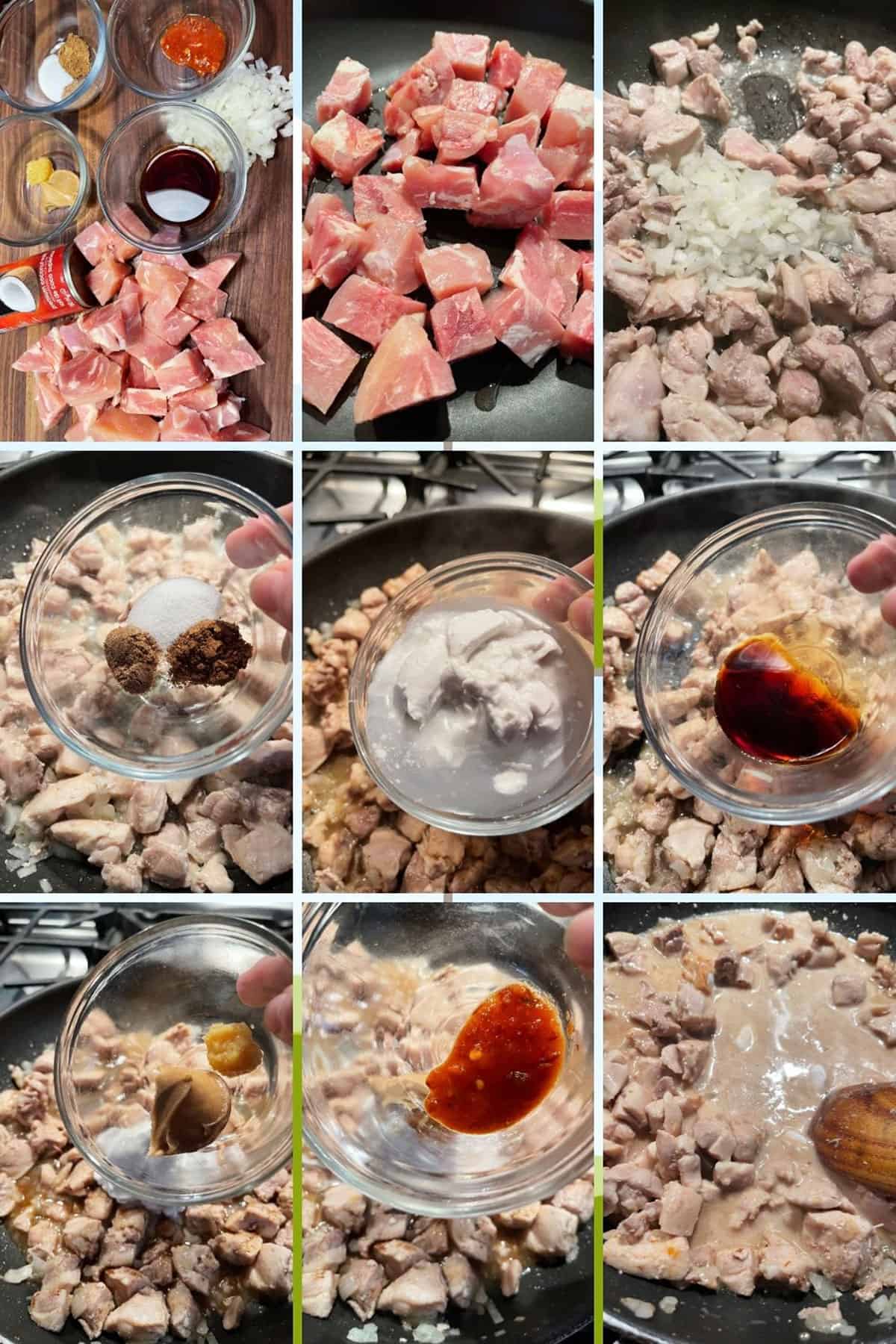 photo collage of steps to make Thai peanut chicken 2