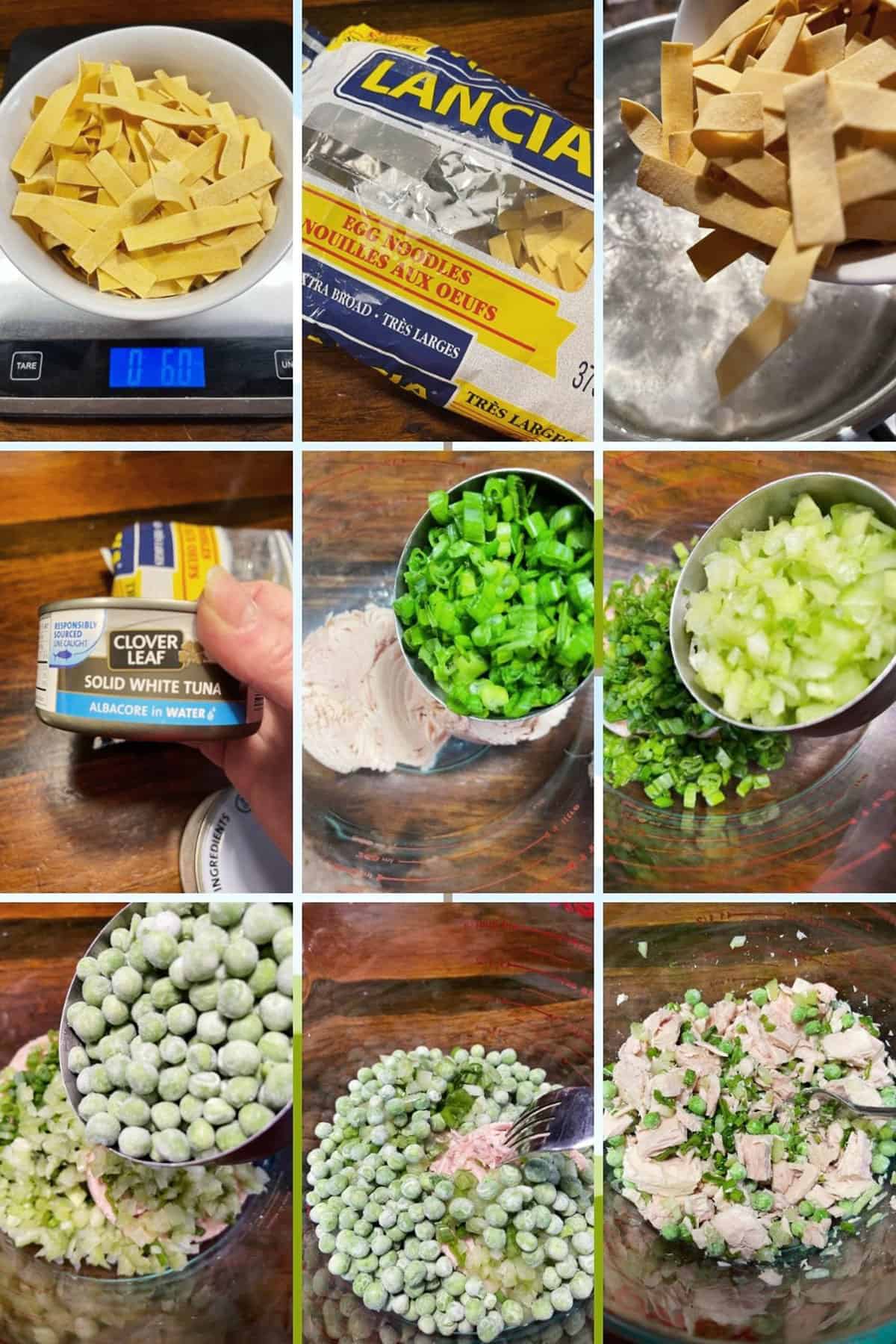 photo collage of steps to make tuna noodle casserole 1