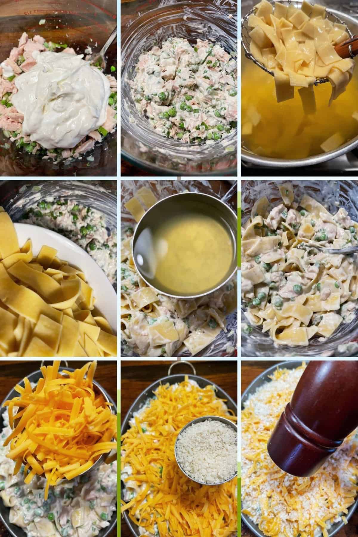 photo collage of steps to make tuna noodle casserole 2