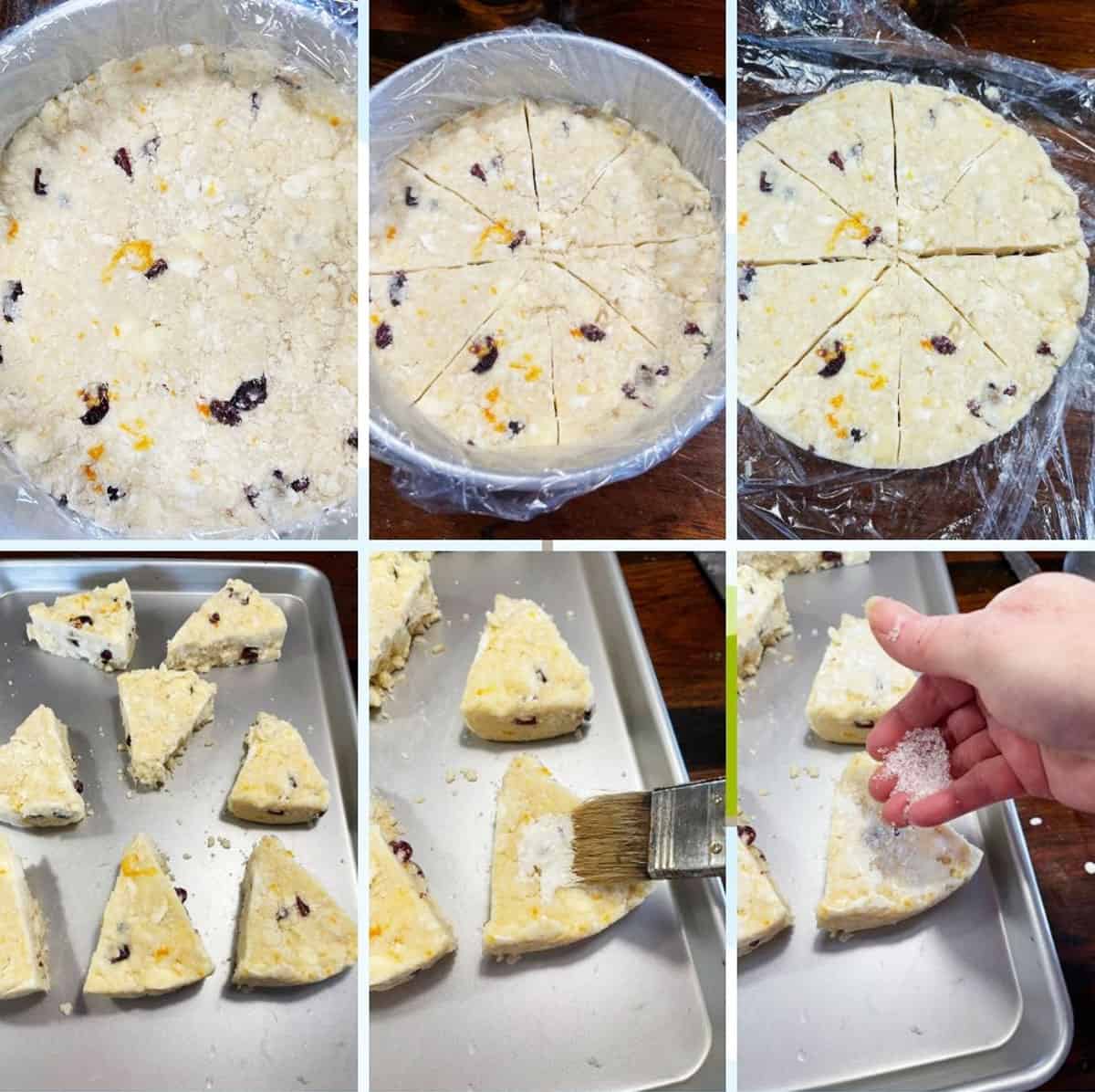photo collage of steps to make cranberry orange scones 2