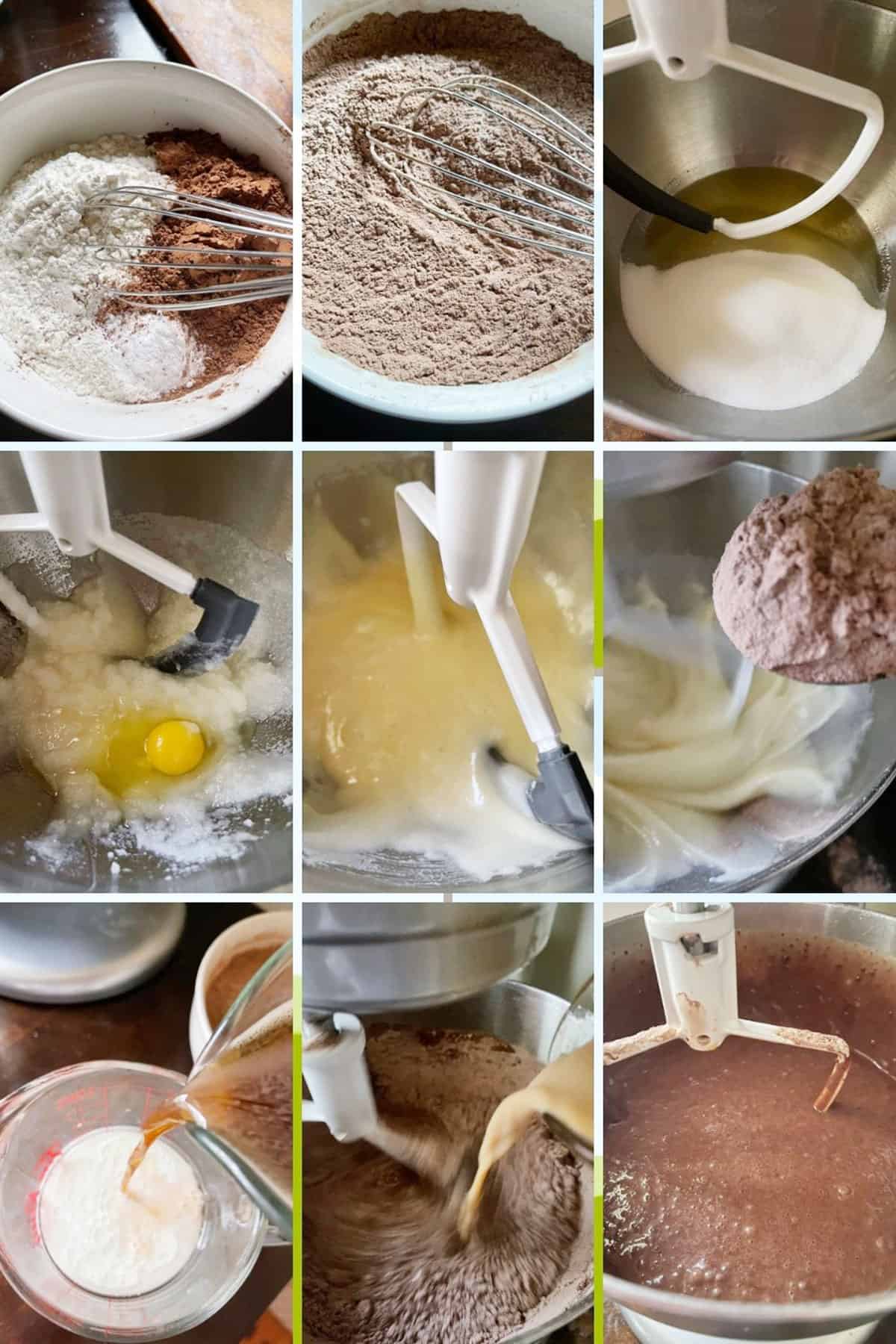 photo collage of steps to make Nana's Chocolate Cake 2