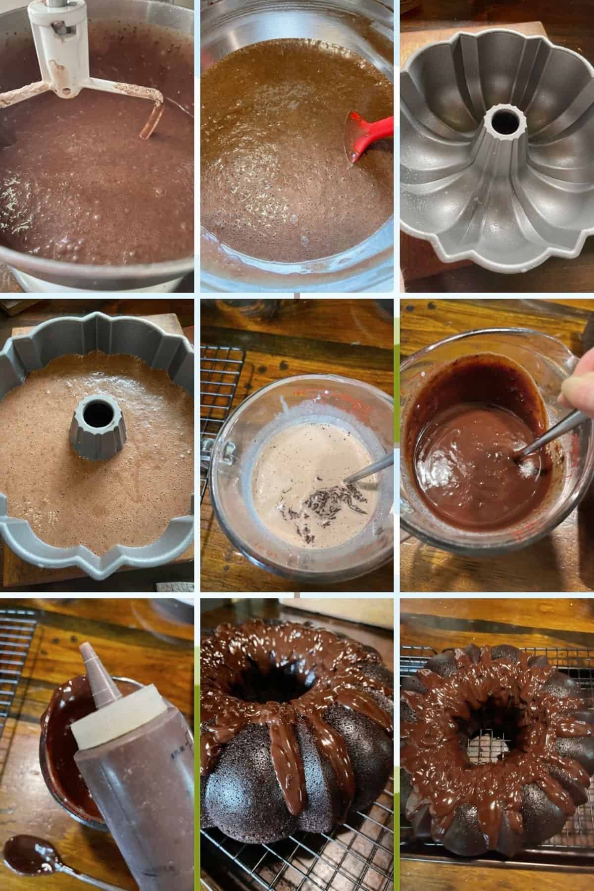 photo collage of steps to make Nana's Chocolate Cake 2