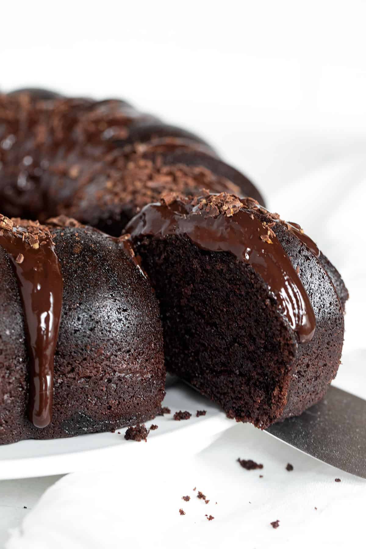 Nana's chocolate cake sliced