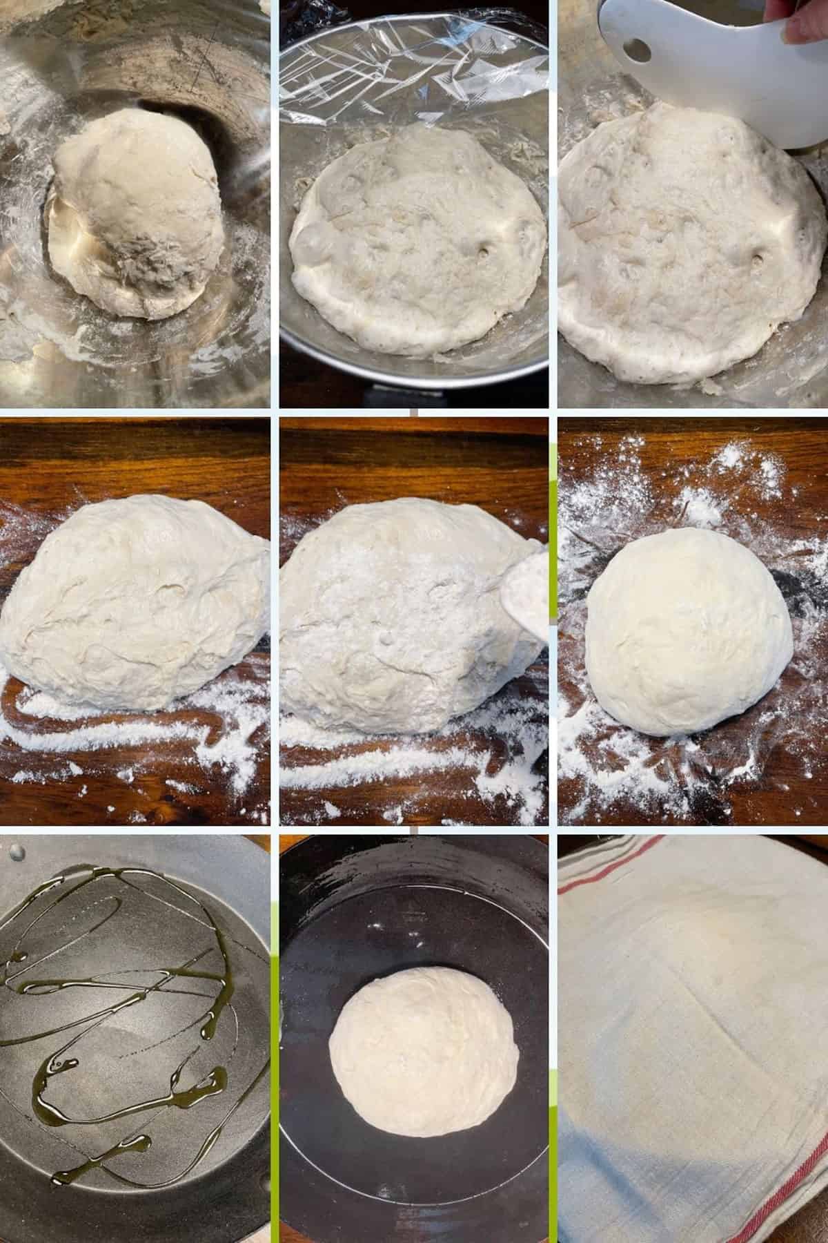 photo collage of steps to make pan pizza 1