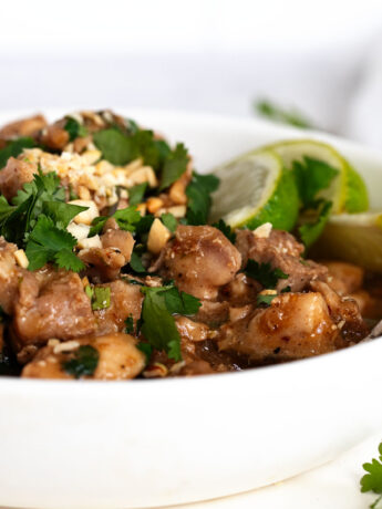 Thai peanut chicken in bowl