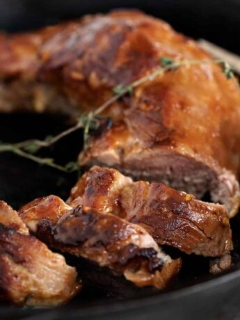 marinated pork tenderloin in cast iron skillet