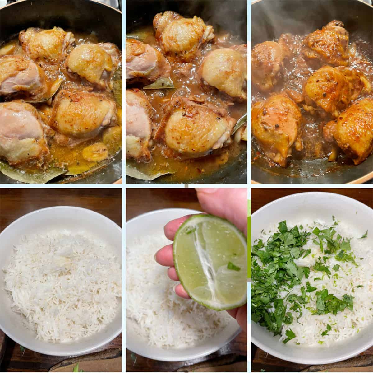photo collage of steps to make chicken adobo 2