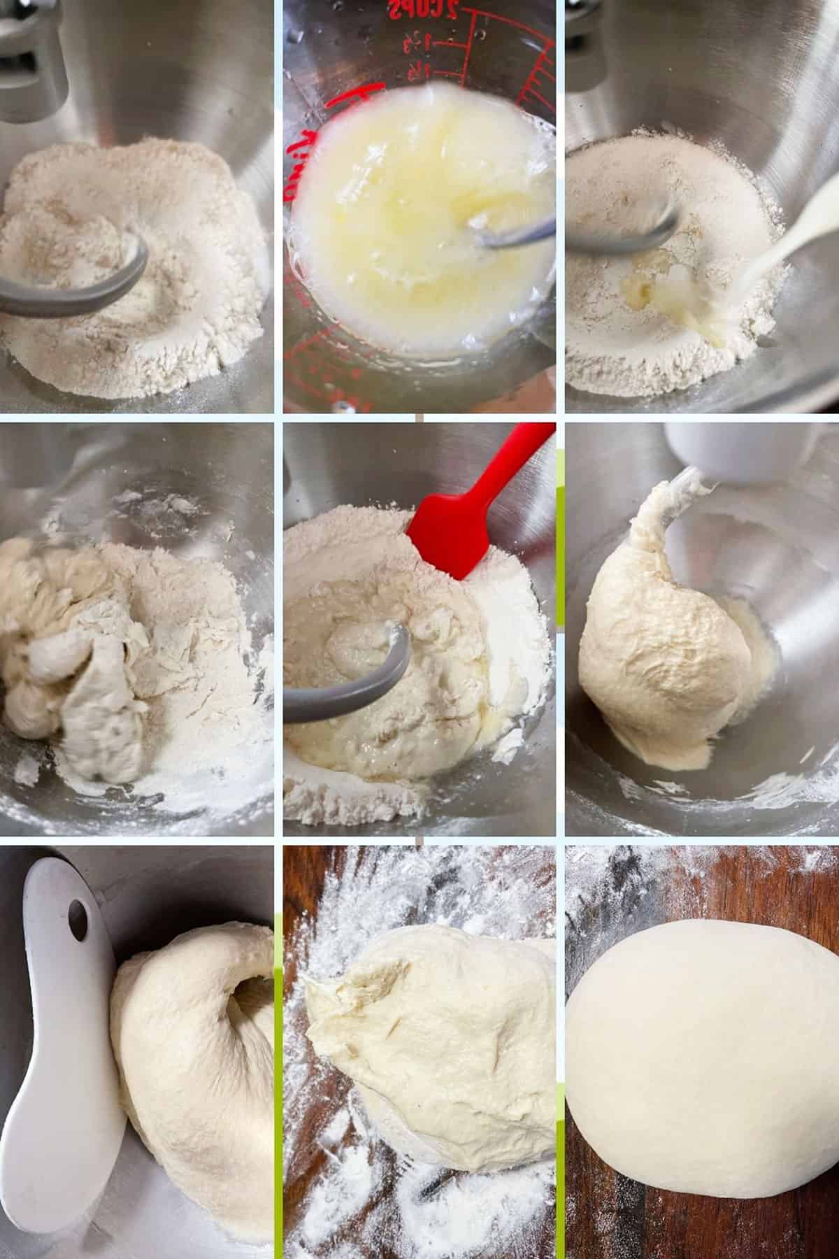 photo collage of steps to make Kaiser rolls 1