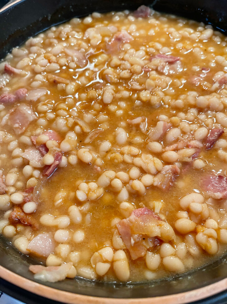 Beans after adding some additional water to the pot.
