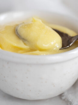 whole egg lemon curd in small bowl with spoon