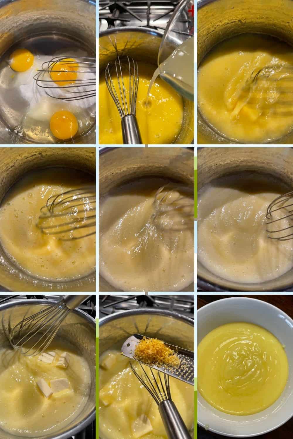 photo collage of steps to make lemon curd