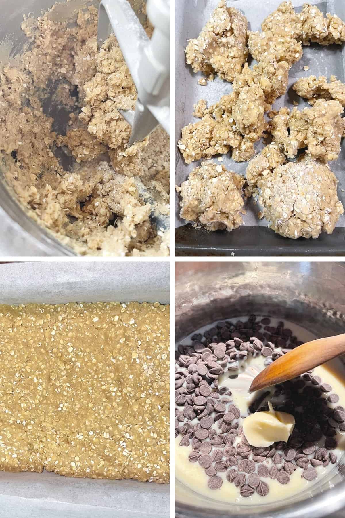 photo collage of steps to make chocolate oat bars 2
