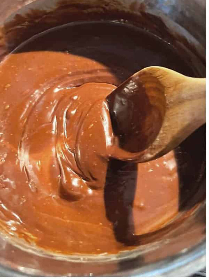 Chocolate filling after cooking.