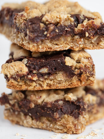 chocolate oatmeal bars stacked