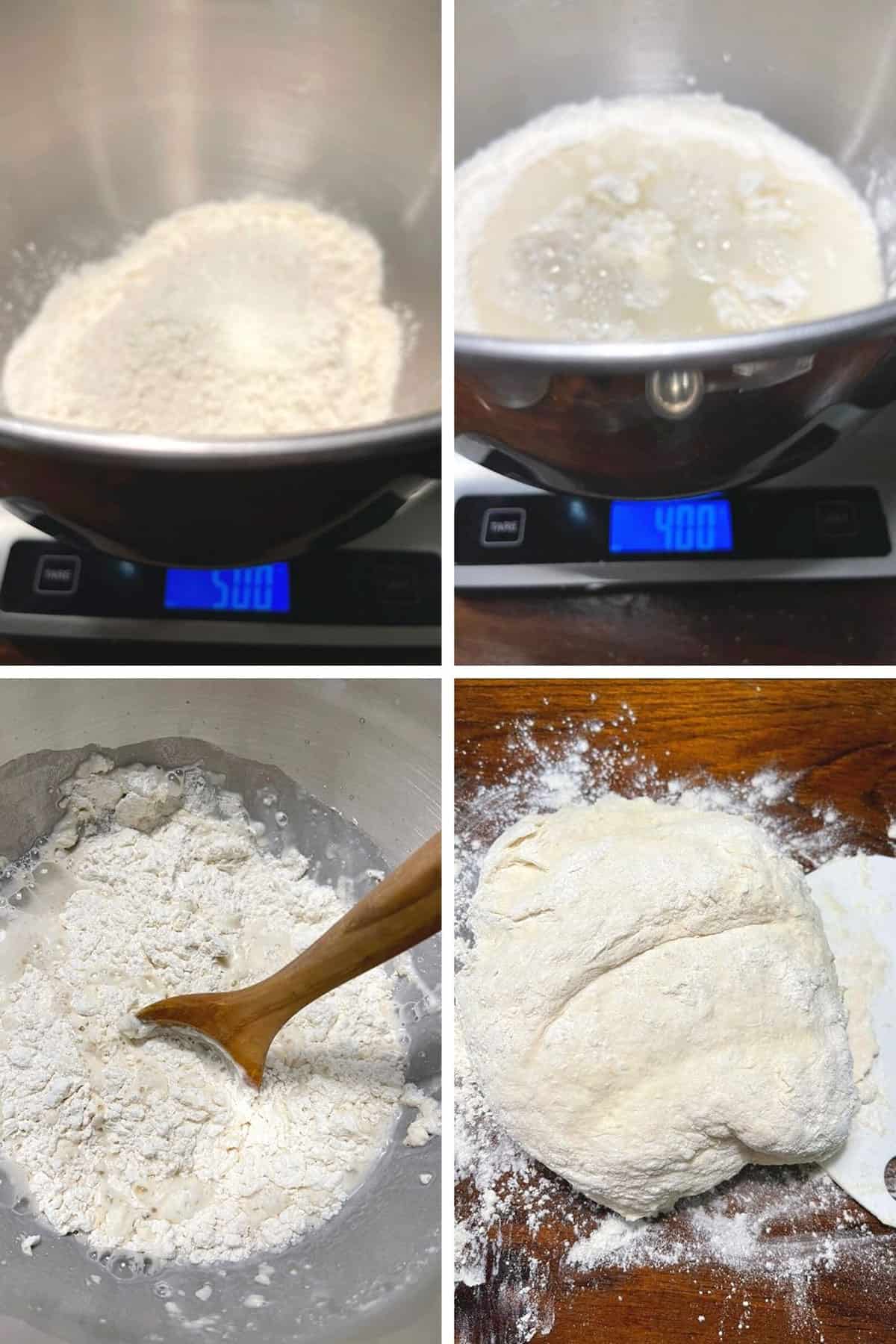 photo collage of steps to make skillet focaccia 1