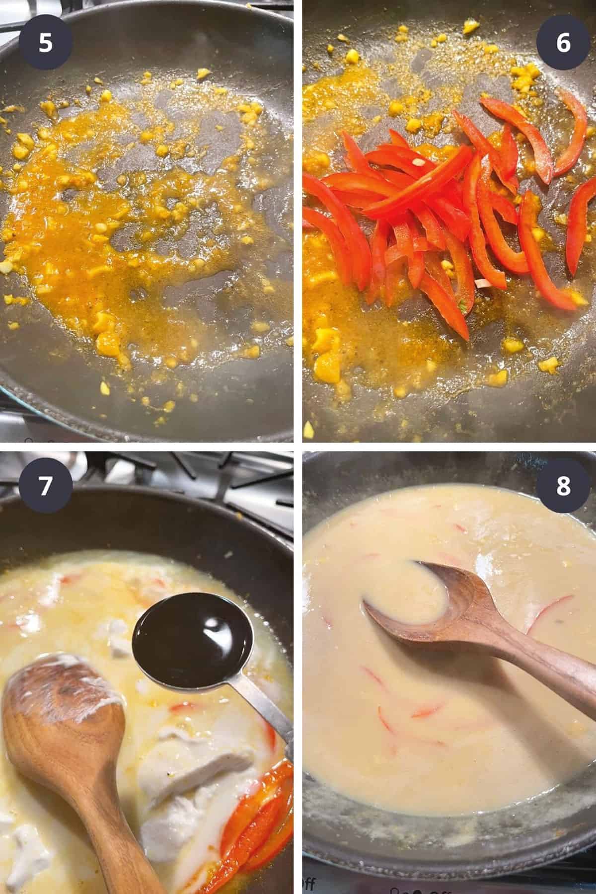 photo collage of steps to make shrimp with coconut milk 2