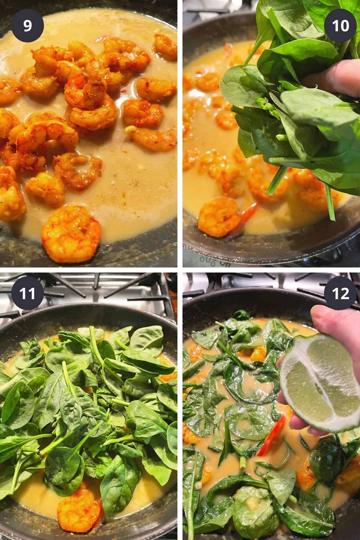 photo collage of steps to make shrimp with coconut milk 3