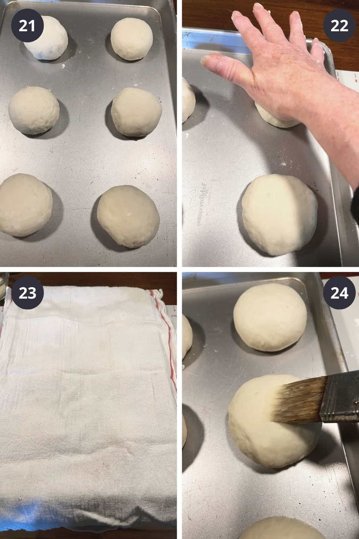 photo collage of steps to make soft burger buns 6