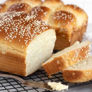 buttermilk bread loaves on cooling rack