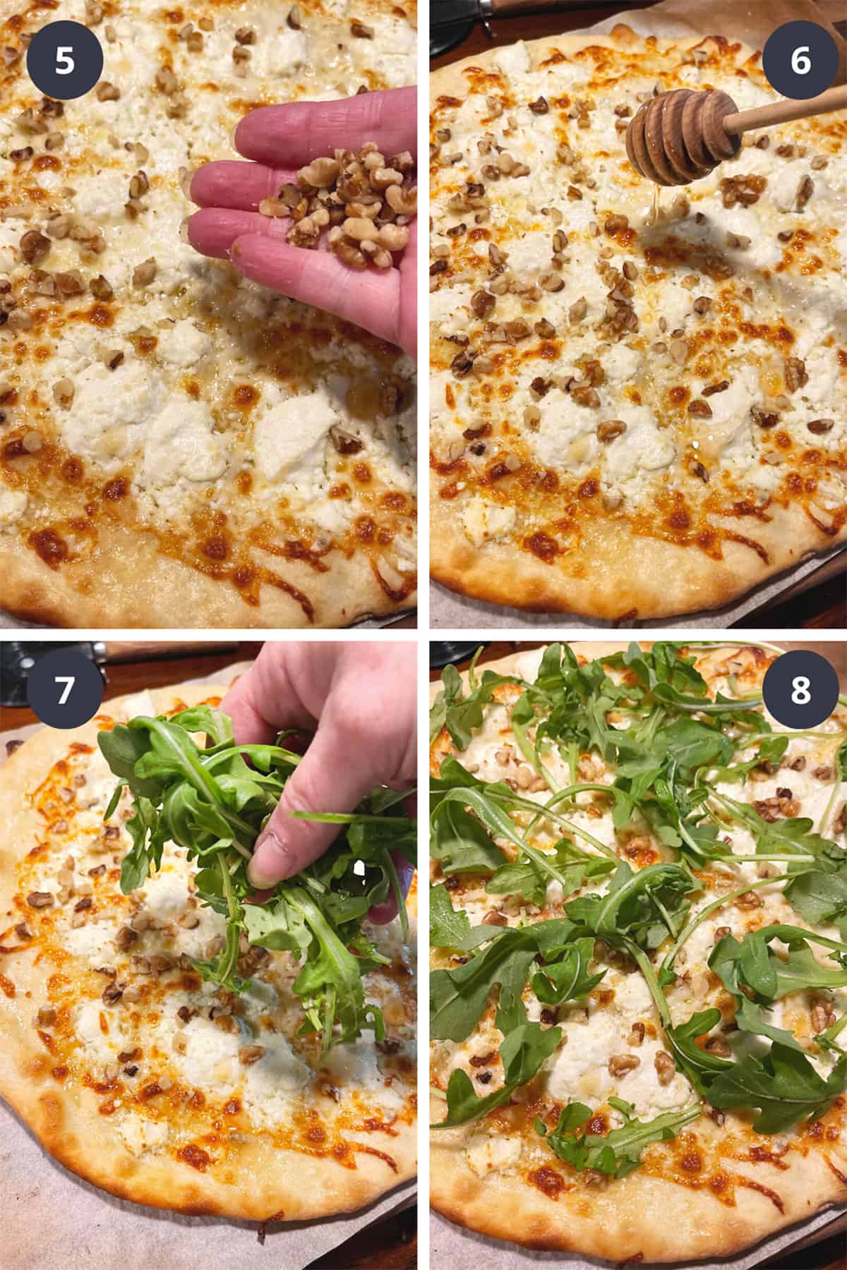 photo collage of steps to make white pizza 2