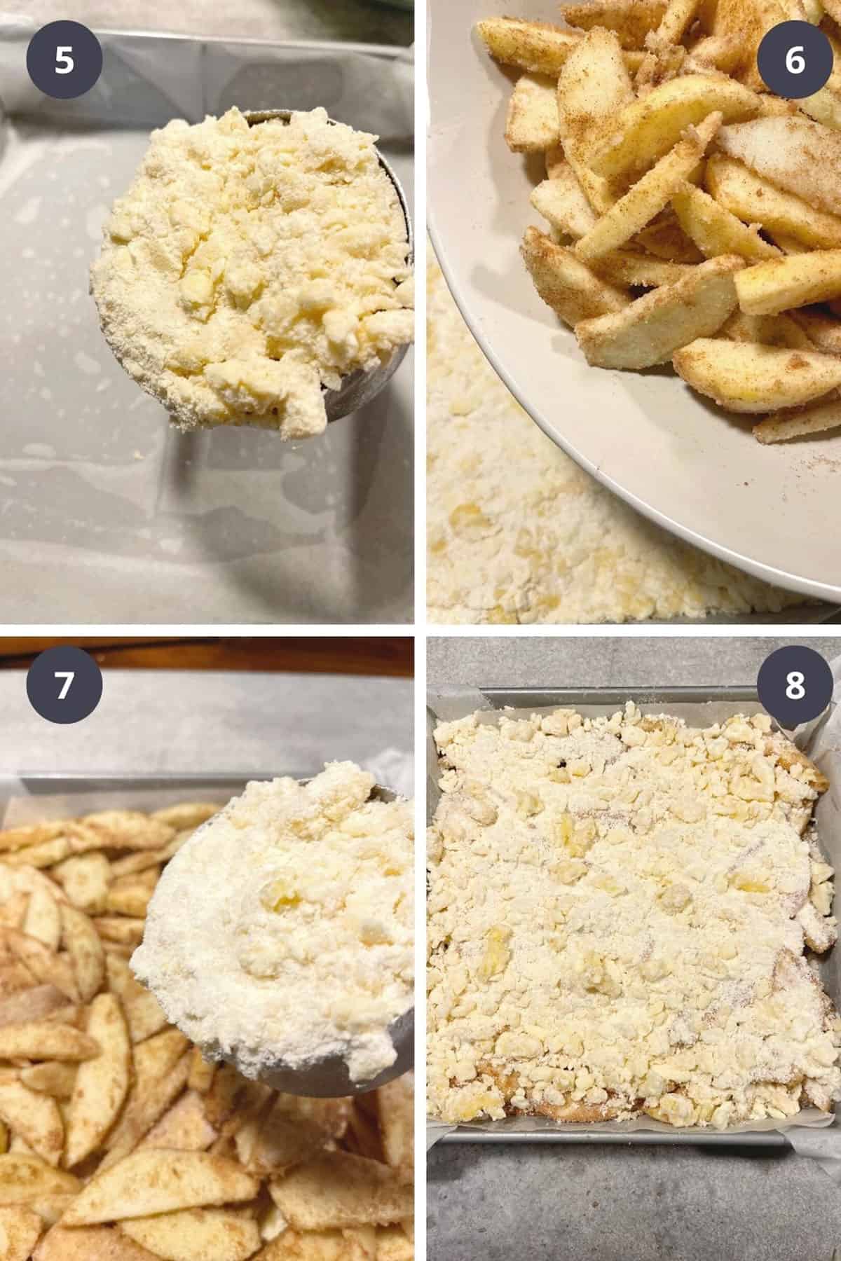photo collage of steps to make apple streusel bars 2