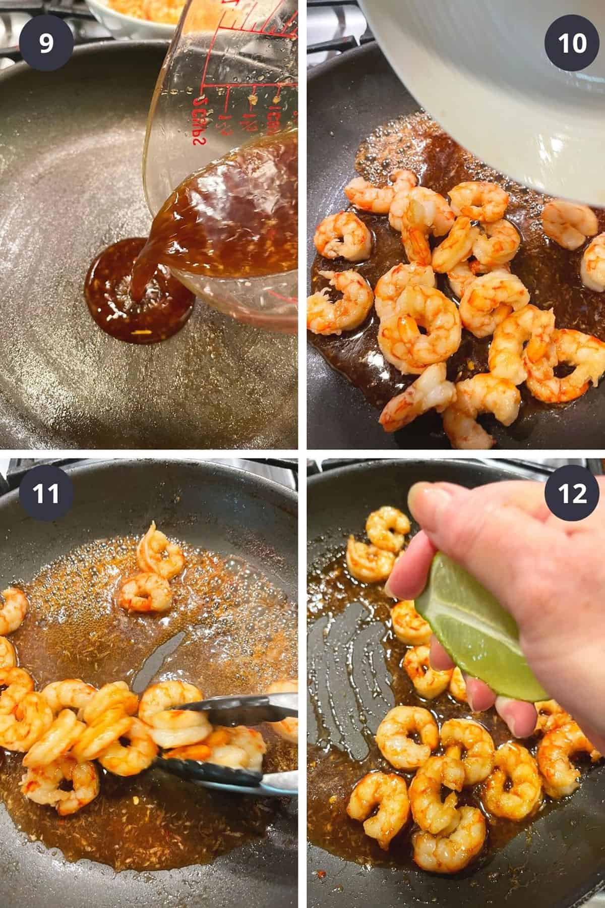 photo collage of steps to make honey garlic shrimp 3