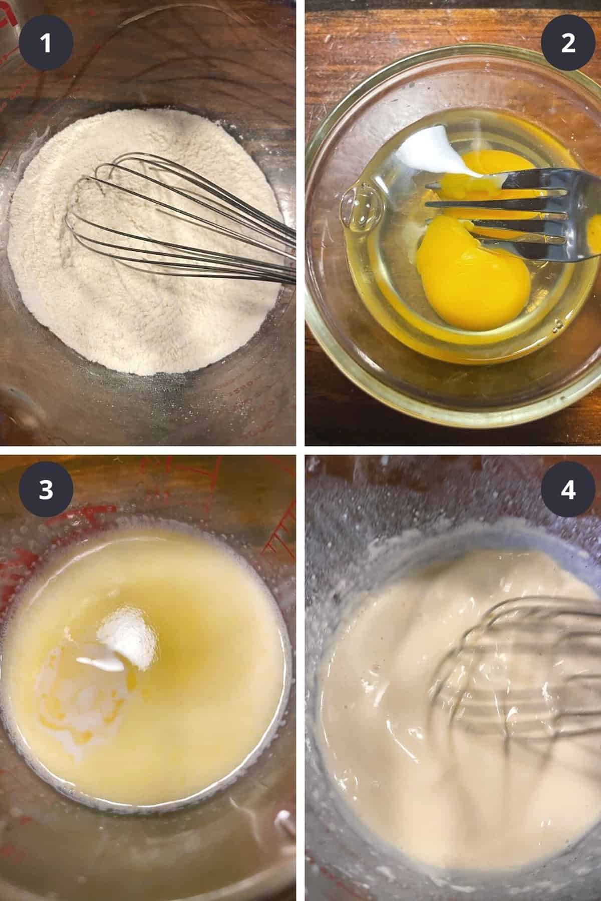 photo collage of steps to make popovers 1