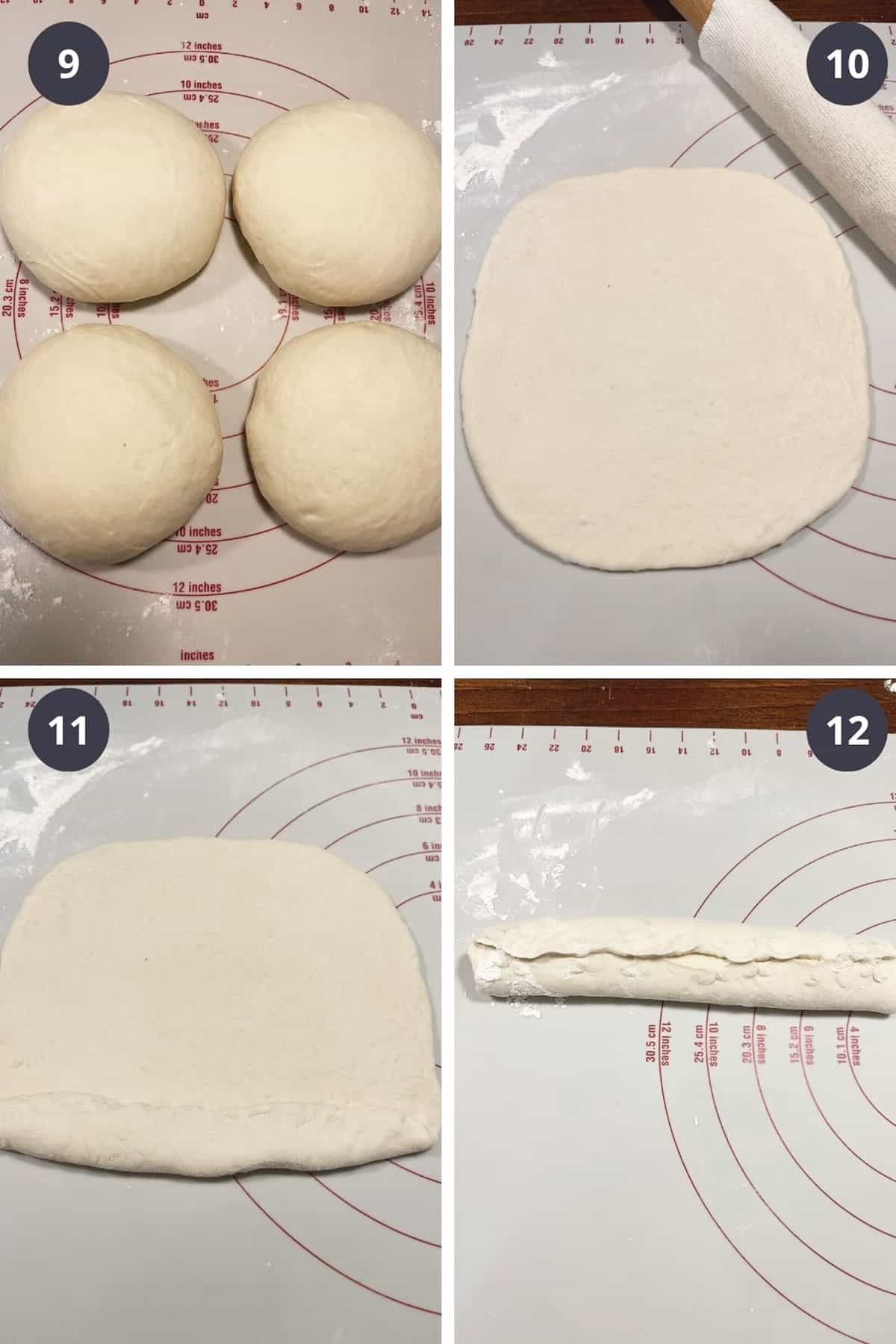 photo collage of steps to make sub rolls 3