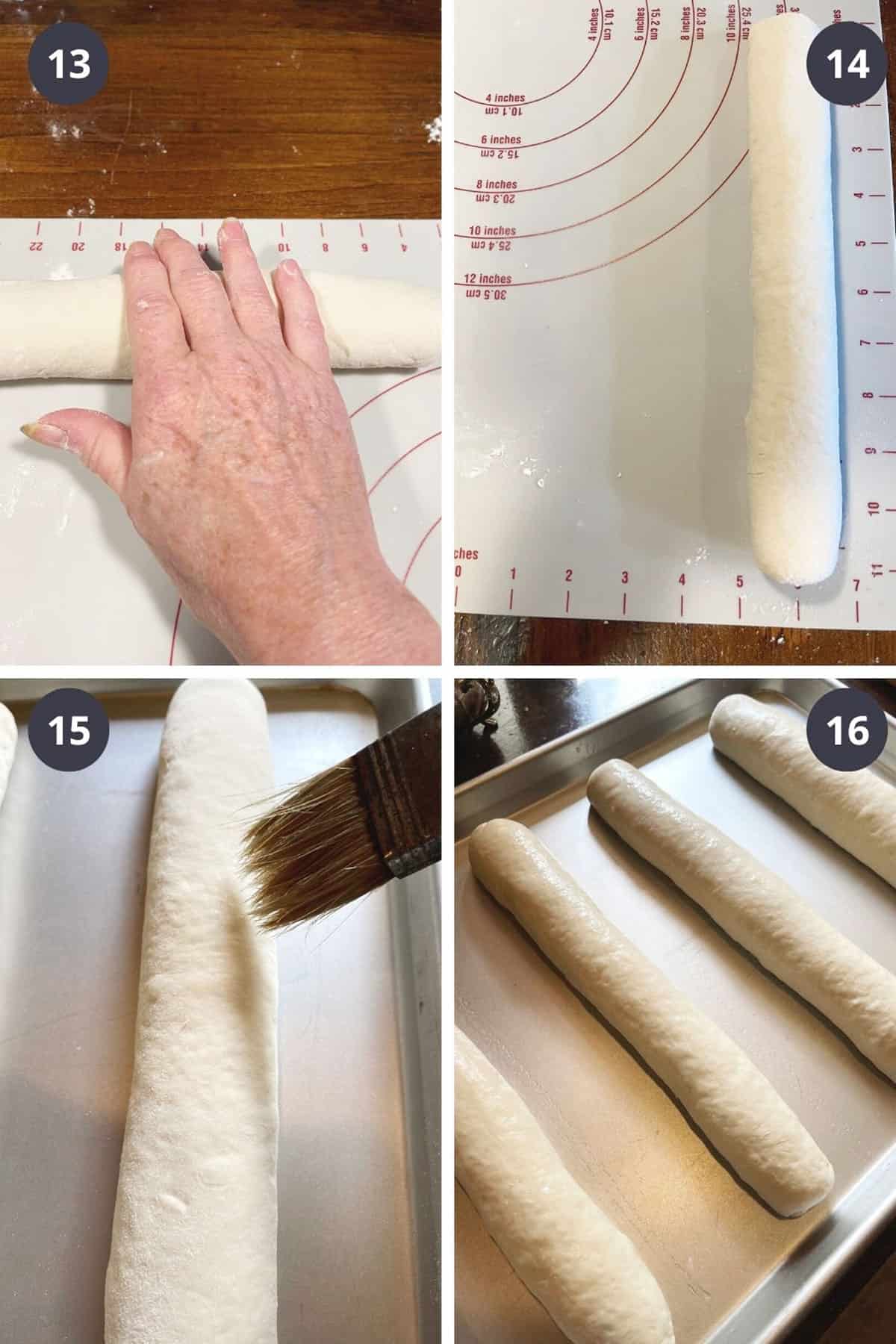 photo collage of steps to make sub rolls 4