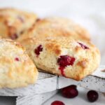 cranberry scones on serving board