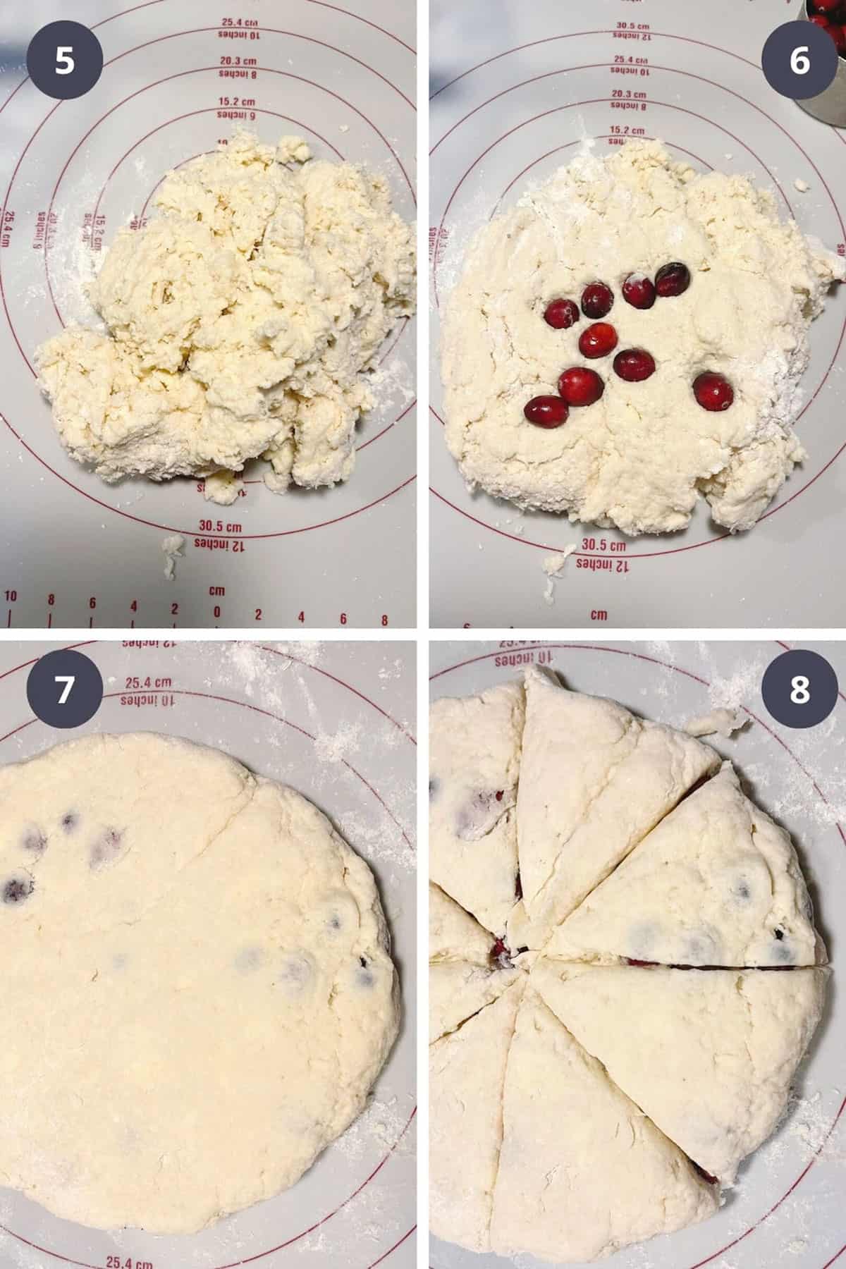 photo collage of steps to make cranberry scones 2