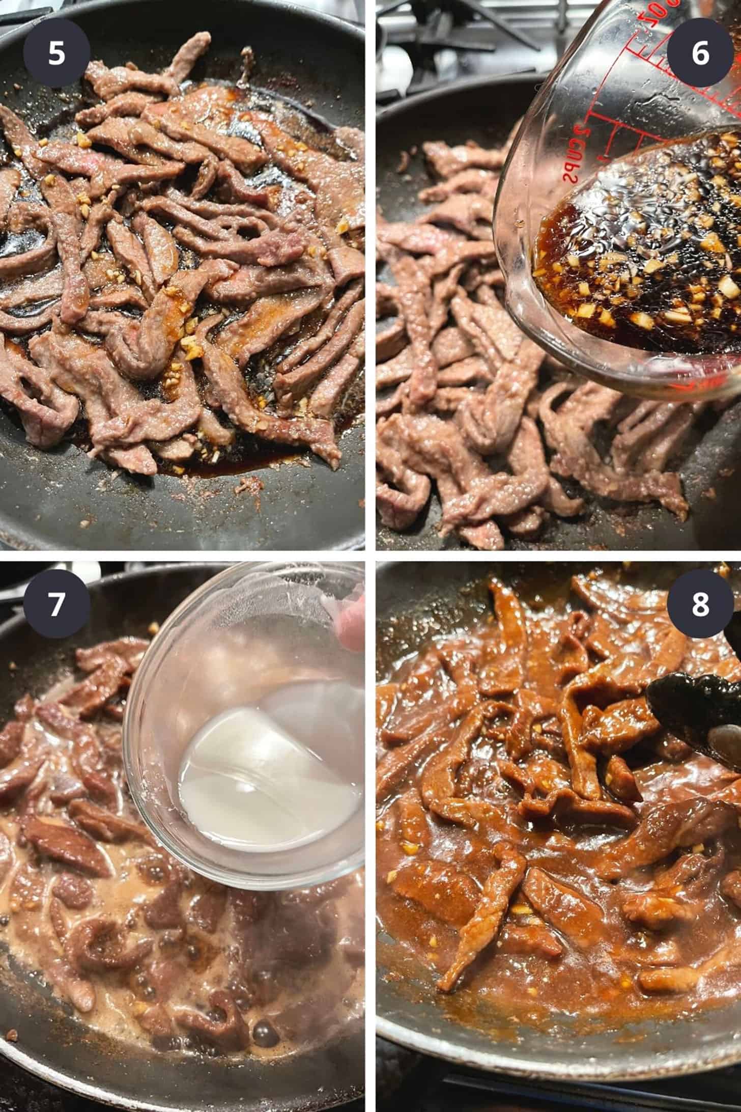 photo collage of steps to make Mongolian beef 2