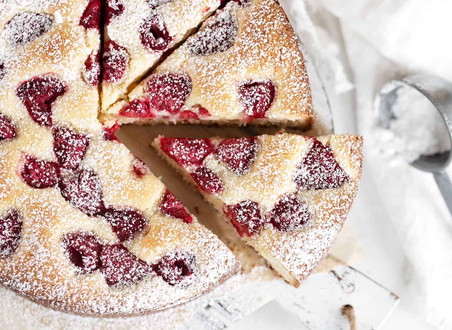 raspberry lemon cake on white board