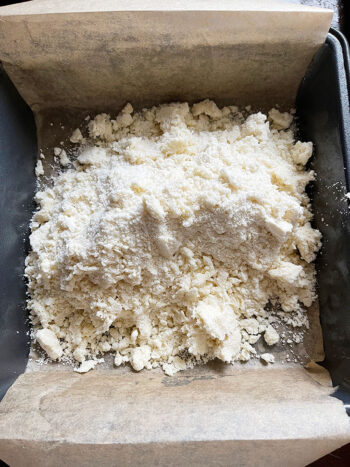 crumb mixture poured into baking pan