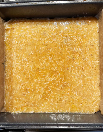 topping mixture poured over base