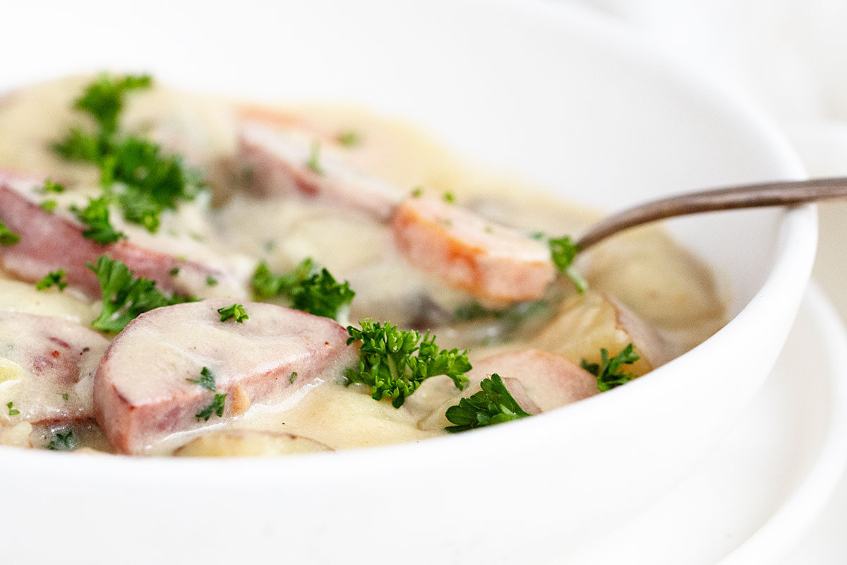 Potato Kielbasa Soup - Seasons and Suppers