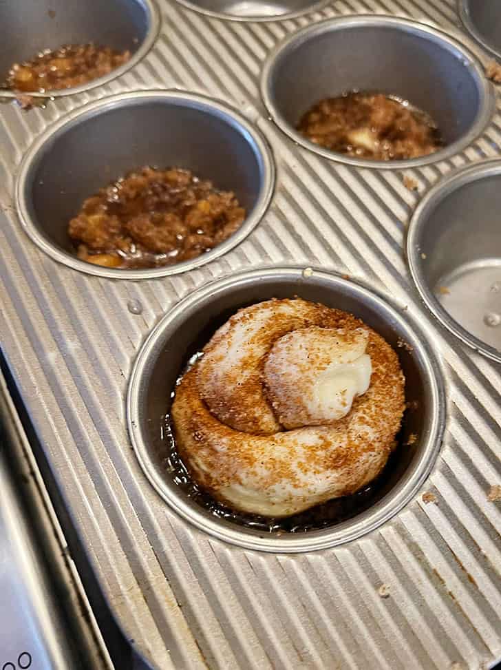 dough knots in muffin cups